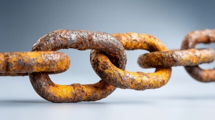 Fototapeta premium Strong Identical Metal Chains in Intact Condition with Rusty Appearance