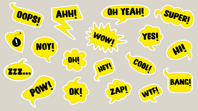 Comic speech bubbles set in yellow