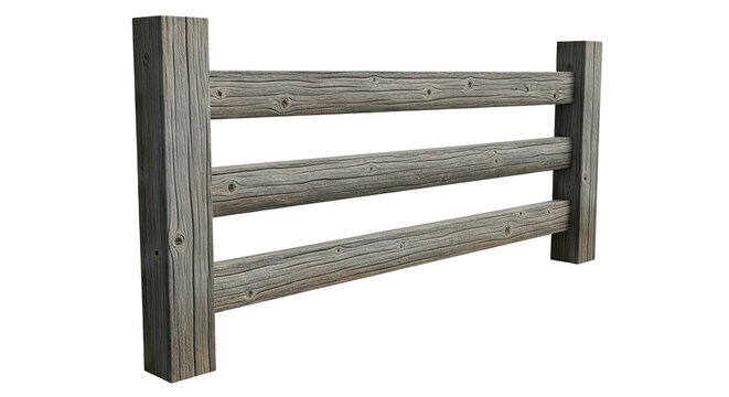 Rustic Three-Rail Wooden Fence Segment