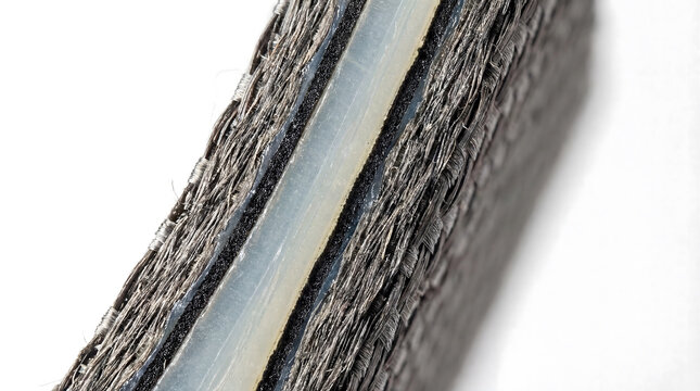 Cross section of carbon fiber composite material showing layers