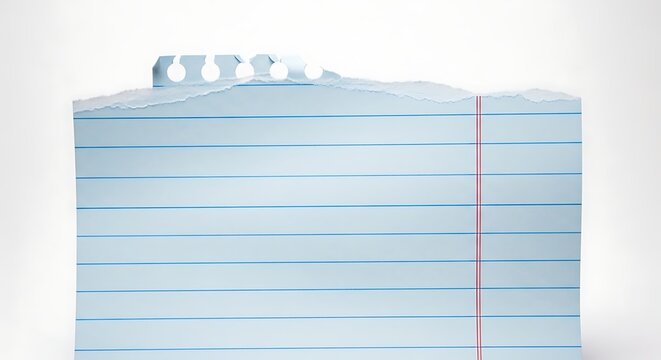 Creative lined paper notebook with mountain top illustration and red vertical alignment line