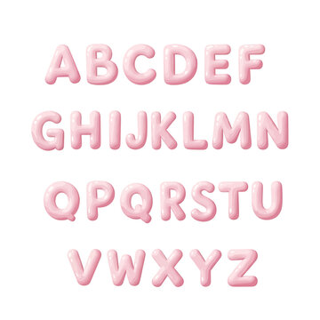 Pink Alphabet Letters in 3D.