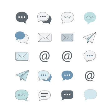 Collection of chat and email icons.