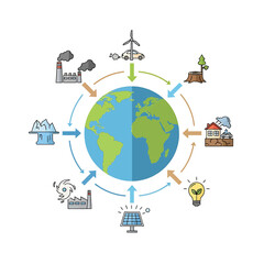 Earth with circular sustainable energy flow. © Cowok