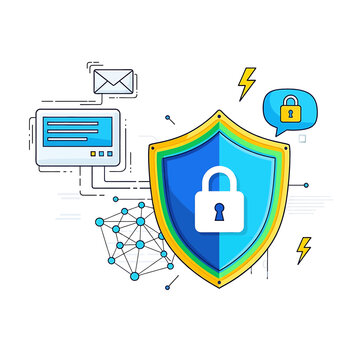 Digital Shield with Padlock Icon Protecting 1.