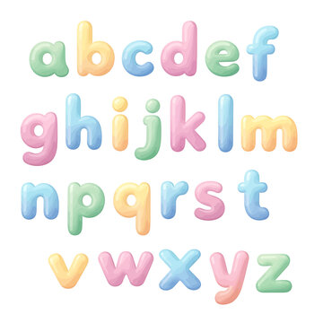 Multicolored Alphabet Letters in Soft Pastel.