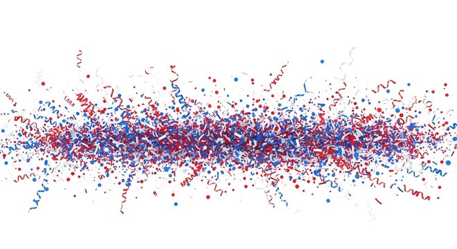 Red white and blue confetti isolated on white background