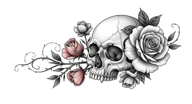 Skull and Roses - A Hauntingly Beautiful Floral Arrangement.