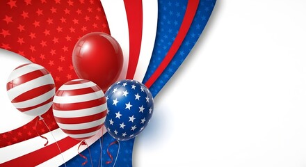Obraz premium Patriotic balloons with american flag colors and star pattern background