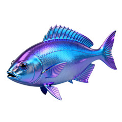 Fototapeta premium [Transparent Background PNG]3D Render of Iridescent Metallic Fish