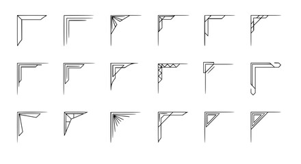 Modern geometric corner frame vector set with minimalist line border elements for graphic design © MdAmzad