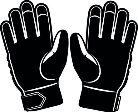 Cricket wicket keeping gloves black silhouette design for catching and protection