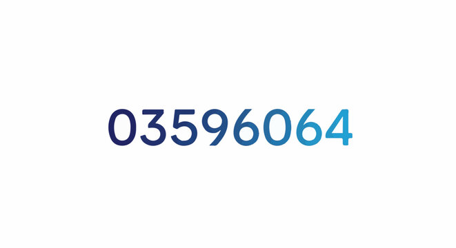 Numerical sequence with gradient blue color