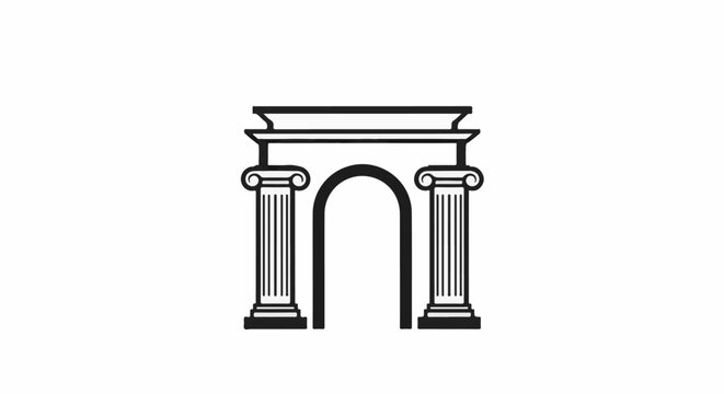 Classical archway with two fluted columns, a scrolled capital, and a lintel