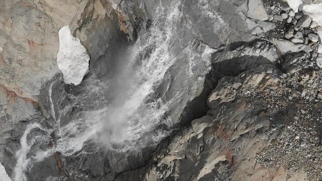 Caucasus, North Ossetia. Adaykom Gorge. Mountain waterfall.