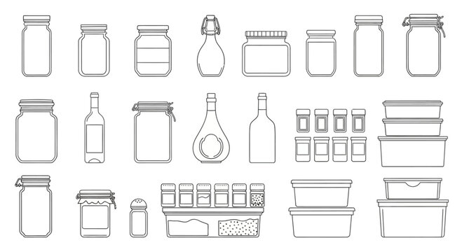 Various empty food storage containers.