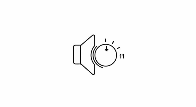 A speaker icon with a dial showing level eleven and a downward arrow