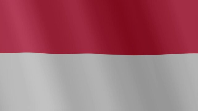 Realistic Indonesian Flag Animation Waving in Wind, Merah Putih National Symbol Loop