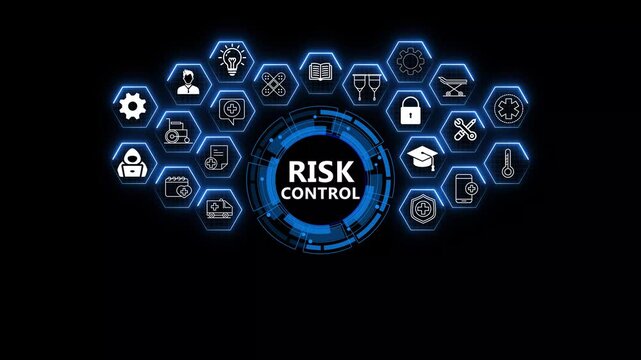 Futuristic Technology Projector Showcasing Risk Control Systems, Threat Mitigation Strategies, and Interactive Protection Solutions for Modern Enterprises