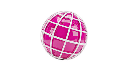 Obraz premium Pink Globe with White Grid
