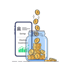 Coins Falling into Glass Jar. © Kamis