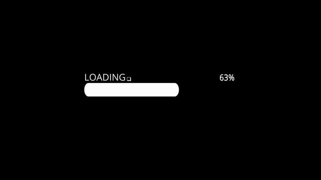 Simple loading bar animation with percentage indicator on a black background