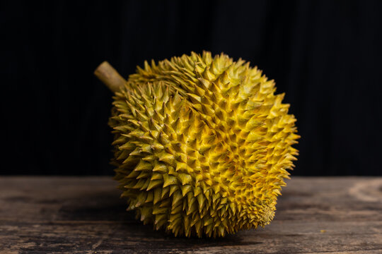 A Thai Monthong Durian on Wooden Table 