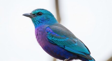 Obraz premium Vibrant feathered creature showcasing stunning iridescent plumage against a bright backdrop