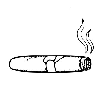 Smoking cigar line art illustration
