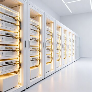 High Tech Server Rack in Data Center