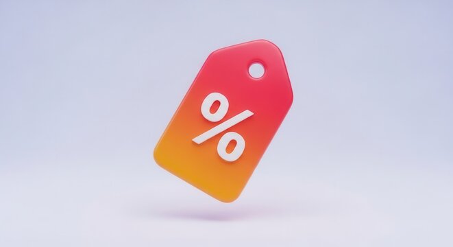 Vibrant 3D percentage tag highlighting exclusive limited-time promotional offers and special savings