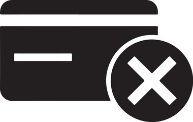 Obraz premium Black credit card with white x symbol on white background