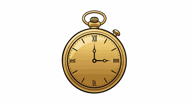 Golden pocket watch with roman numerals at three o'clock