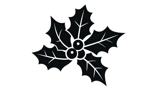 A simple, black-and-white vector illustration of a holly sprig with berries, commonly used for holiday themes