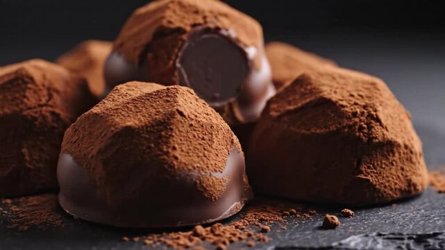 Rich Hand-Dipped Chocolate Truffles Dusted With Cocoa Powder