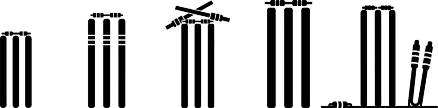 Cricket stumps and bail silhouette a black and white sports illustration