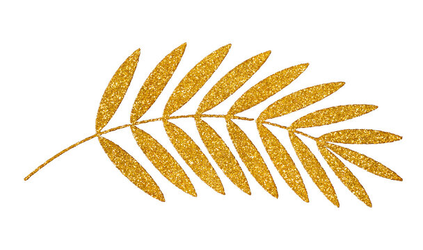 Decorative gold glitter leaf branch