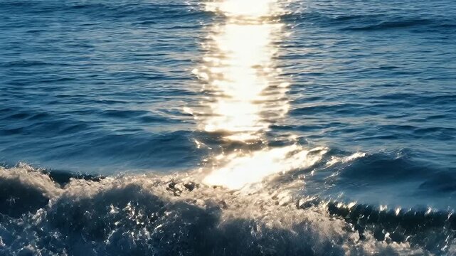 Sunlight Reflecting on Blue Ocean Waves