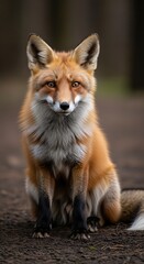 Fototapeta premium Red Fox Portrait - A Wild Gaze in the Forest.