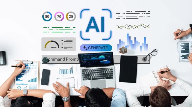 AI Technology Command Prompt with Data Visualization Tools and Analytical Charts for Business Insights and Digital Transformation Projects Gluon.