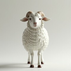 Fototapeta premium Cute and Whimsical Cartoon Sheep with Fluffy Wool and Friendly Expression
