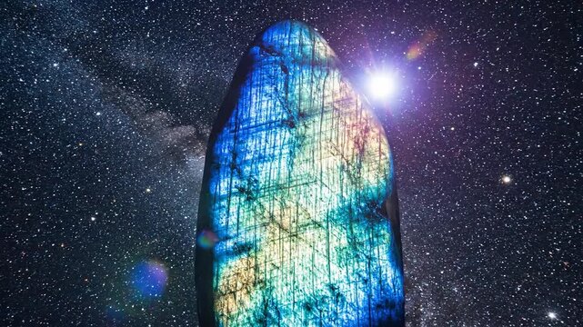 Labradorite Crystal Reflecting Cosmic Stars