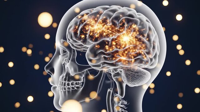 Human brain with neural activity for tech concepts, digital marketing, and futuristic projects