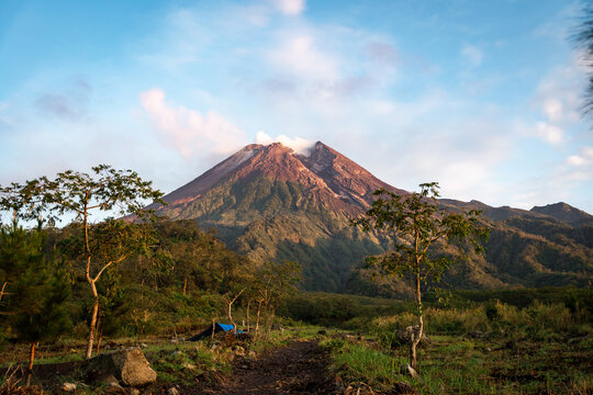 mount merapi active volcano landscape