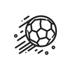 Obraz premium A stylized, black and gray soccer ball with motion lines, conveying speed and energy, on black