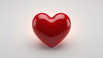 Fototapeta premium Glossy red heart shape isolated on a clean white background symbolizing love and affection with smooth reflective surfaces and a minimalist design