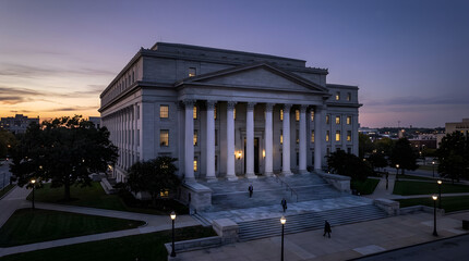 Obraz premium Government building with grand staircase and columns