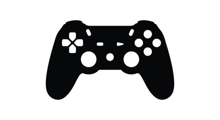 A black silhouette of a modern video game controller minimalistic design silhouette © nhpvect02