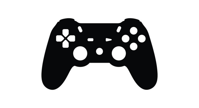 A black silhouette of a modern video game controller minimalistic design silhouette
