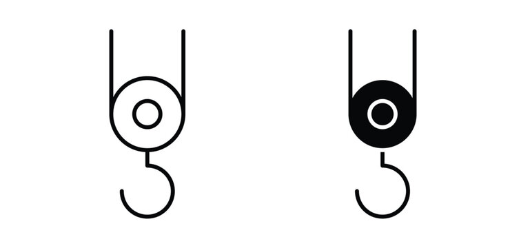 Winch hook icon. black and white line icons pack.